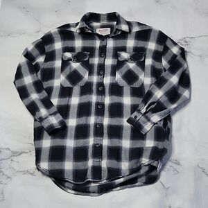 Mossimo Black/White Plaid Oversized Flannel Shirt